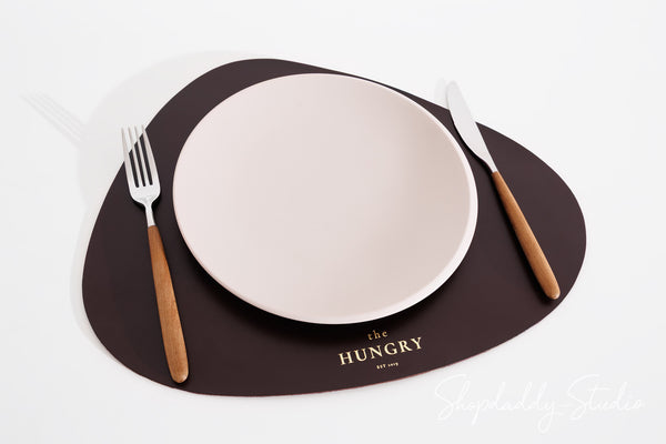 Premium Dark Brown Thick Leather Pebble Table Dining Placemat