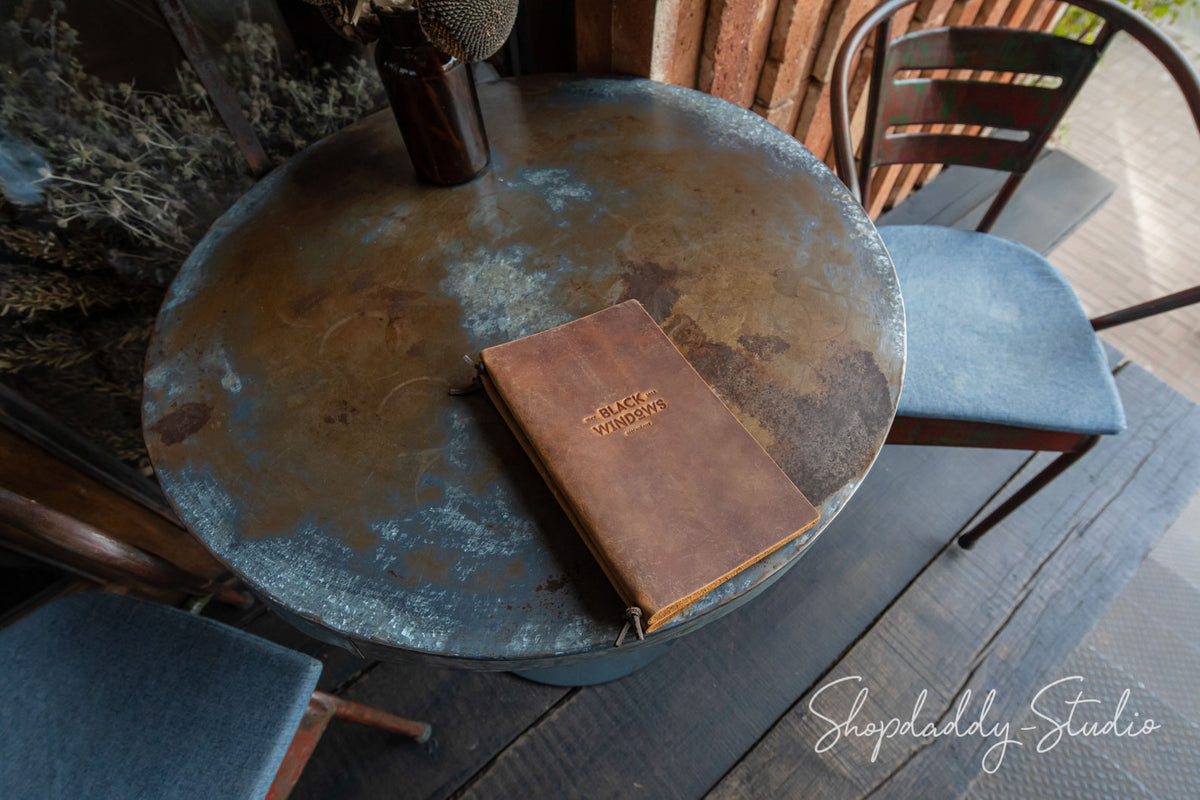 Premium Leather Menu Cover with Leather Lace with logo