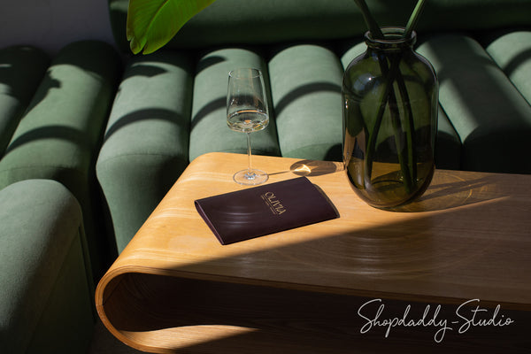 Dark Brown Thick Leather Menu Folio with Plastic Sleeves