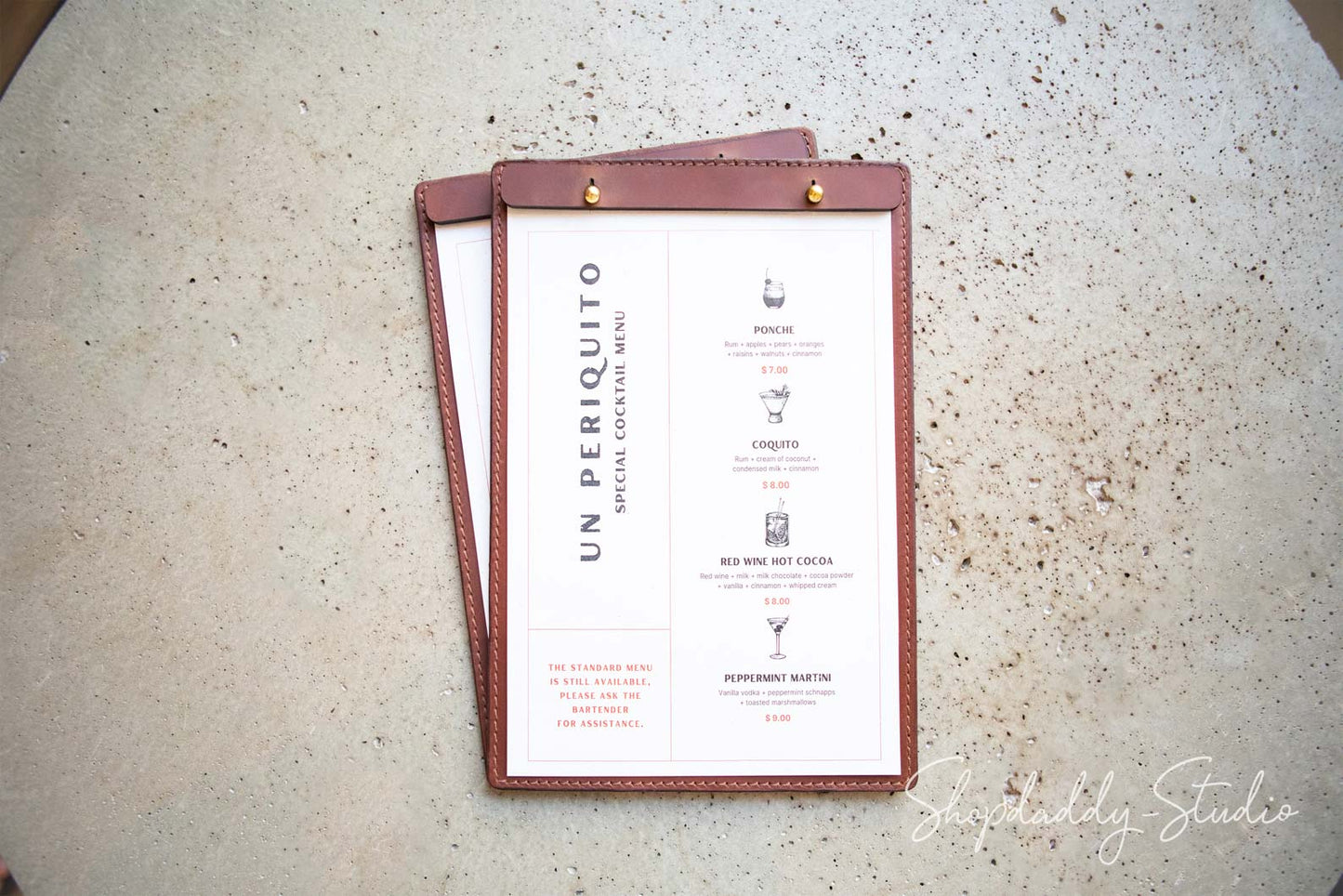 Cafe Brown Double Leather Holder with Caburn Plank