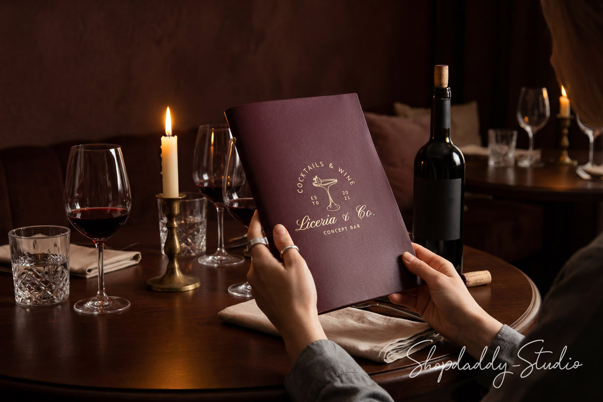 Premium Purple Thick Leather Menu Cover With Plastic Sleeves
