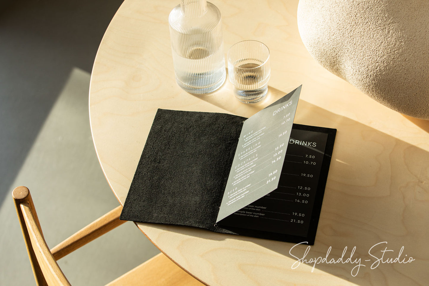 Premium Quality Custom Embossed leather Menu Cover black