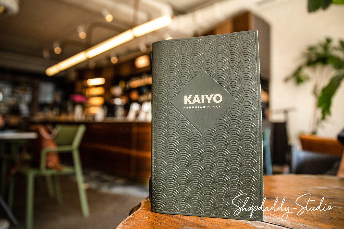 Green Thick Leather Menu Book with Pattern