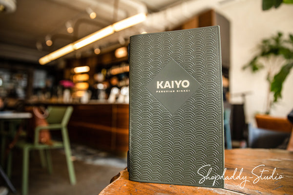 Green Thick Leather Menu Book with Pattern