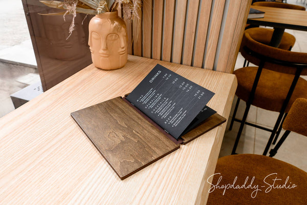 Premium Quality Wood Menu Folder with Elastic Band