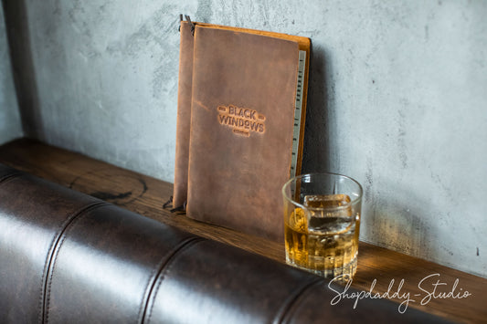 Premium quality Leather Menu Cover with Leather Lace with logo