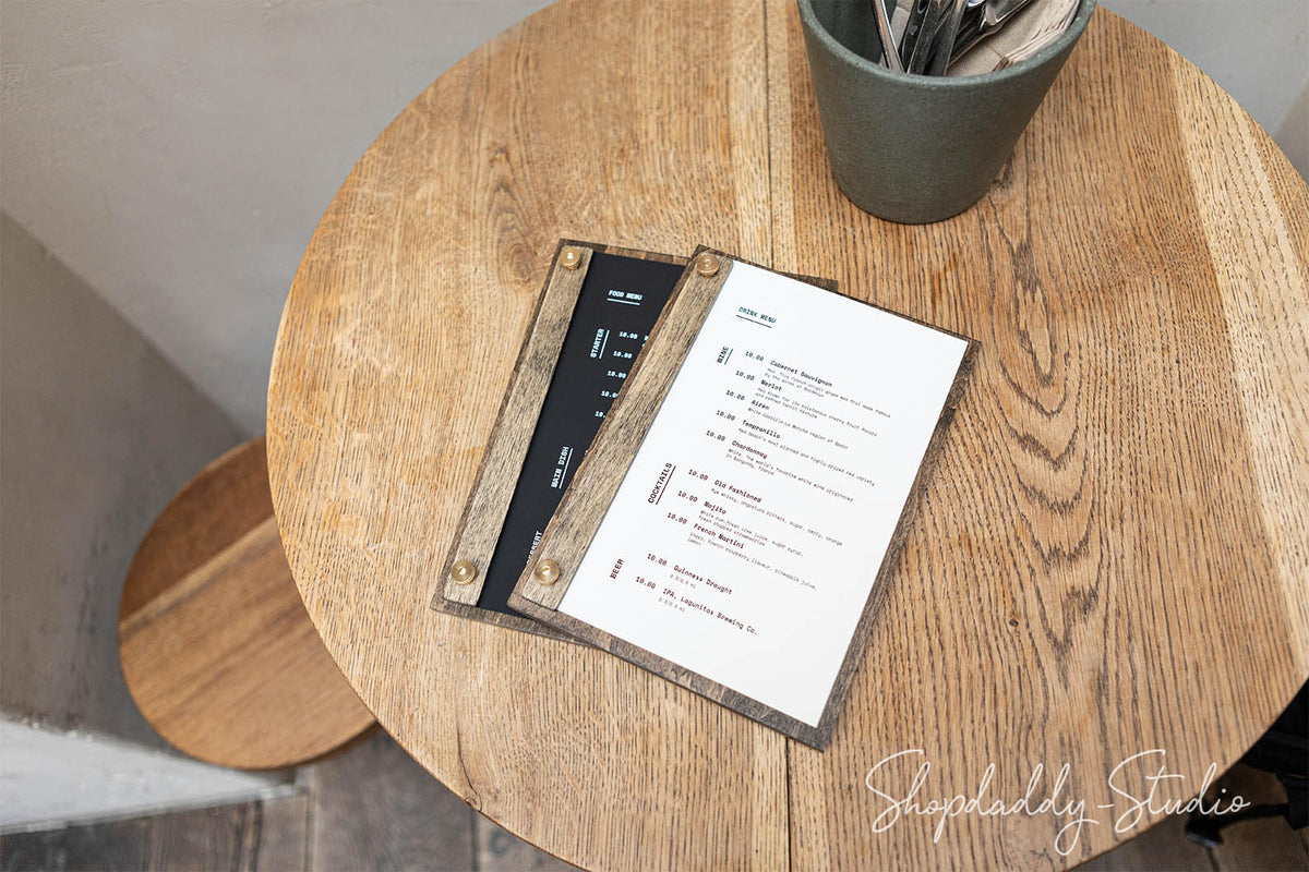 Premium wooden menu holder for restaurant