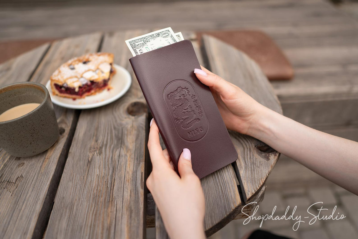 Purple Italian Leather Bill Presenter for cafe