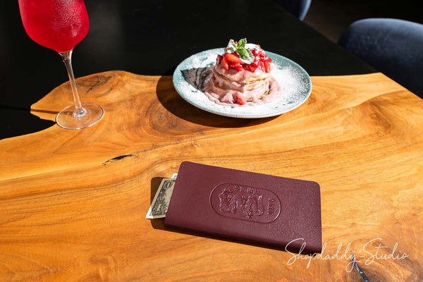 Purple Italian Leather Check Presenter for bar
