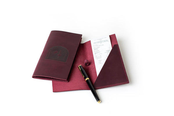 Purple Leather Check Presenter with Pen Loop for Hotels