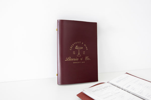 Purple Thick Leather Menu Cover With Plastic Sleeves for Menu Presentation