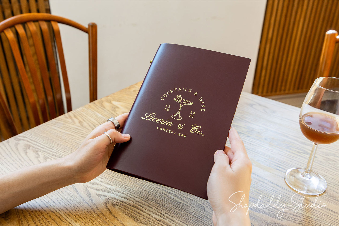 Purple Thick Leather Menu Cover With Plastic Sleeves for Restaurants