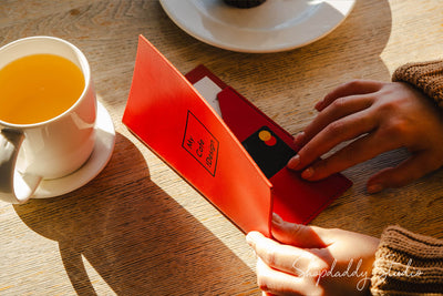 Red Italian Leather Check Presenter with Pen Loop