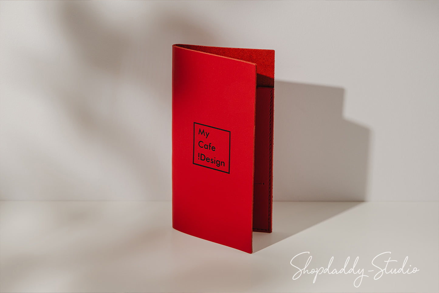 Red Italian Leather Server Book with Pen Loop for restaurant