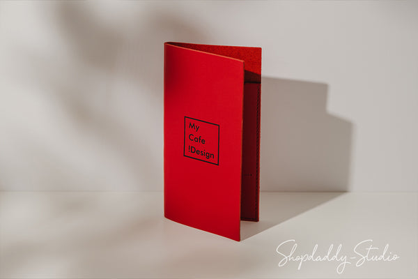 Red Italian Leather Server Book with Pen Loop for restaurant