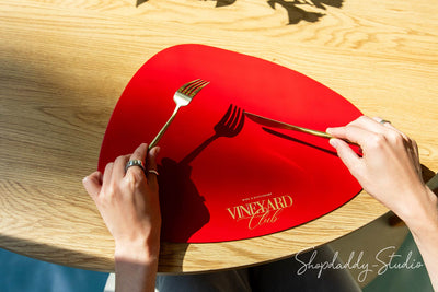 Red Thick Leather Pebble Table Dining Placemat for Cafe