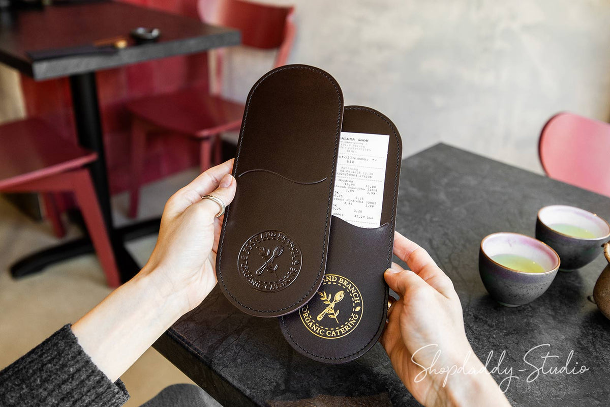 Restaurant Dark Brown Leather Rounded Check Presenter