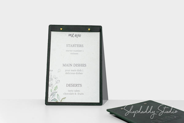 Restaurant Green Double Leather Holder With Caburn Plank