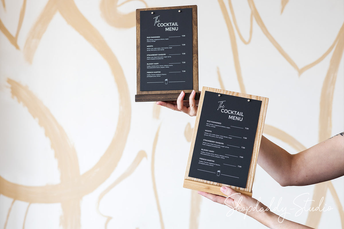 Restaurant Menu Table Stand Wooden Angled Table Stand with Magnets