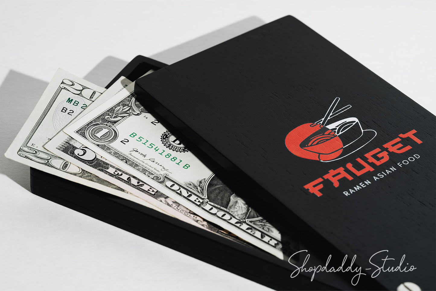 Restaurants  Black Check Holder Box with Rotating Lid in details