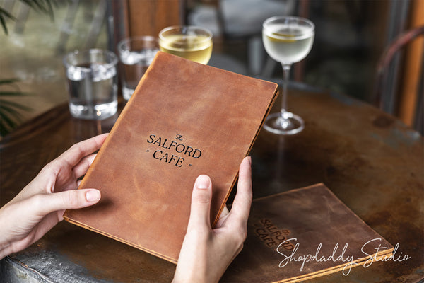 Rusty Double Leather Menu Cover with Corners for Restaurant 
