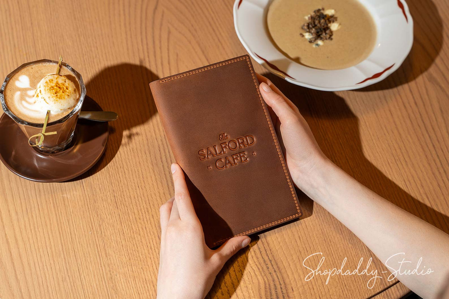 Rusty Leather Server Book with Pen Loop for Restaurants