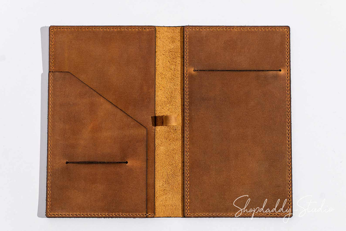 Rusty Leather Server Book with Pen Loop with Custom Logo