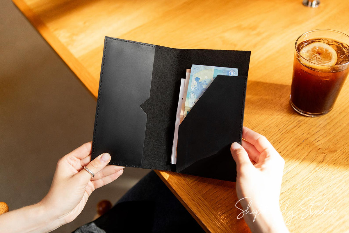 Server Leather Check Book with Two Pockets