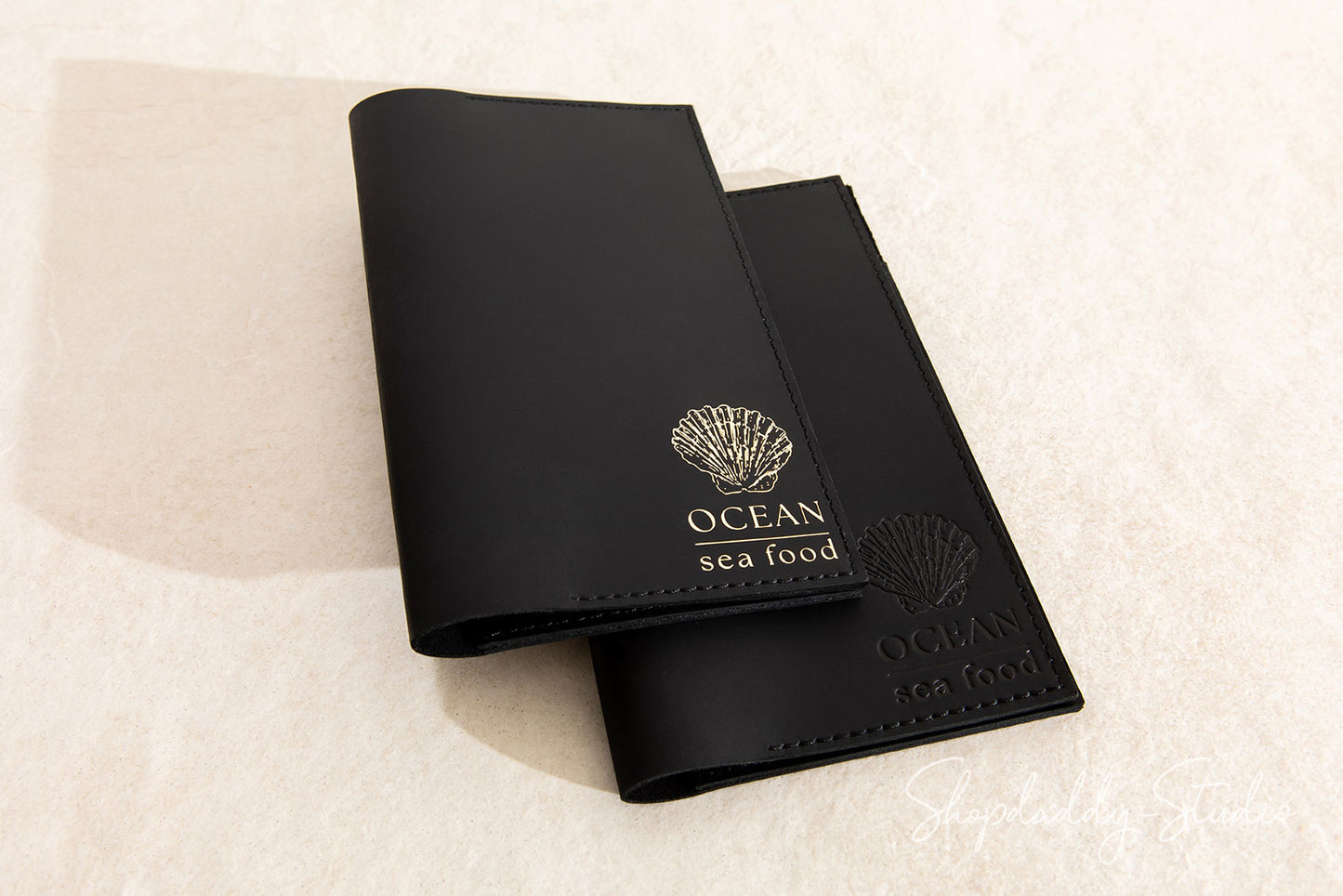 Server Leather Checks Holder with Two Pockets and logo