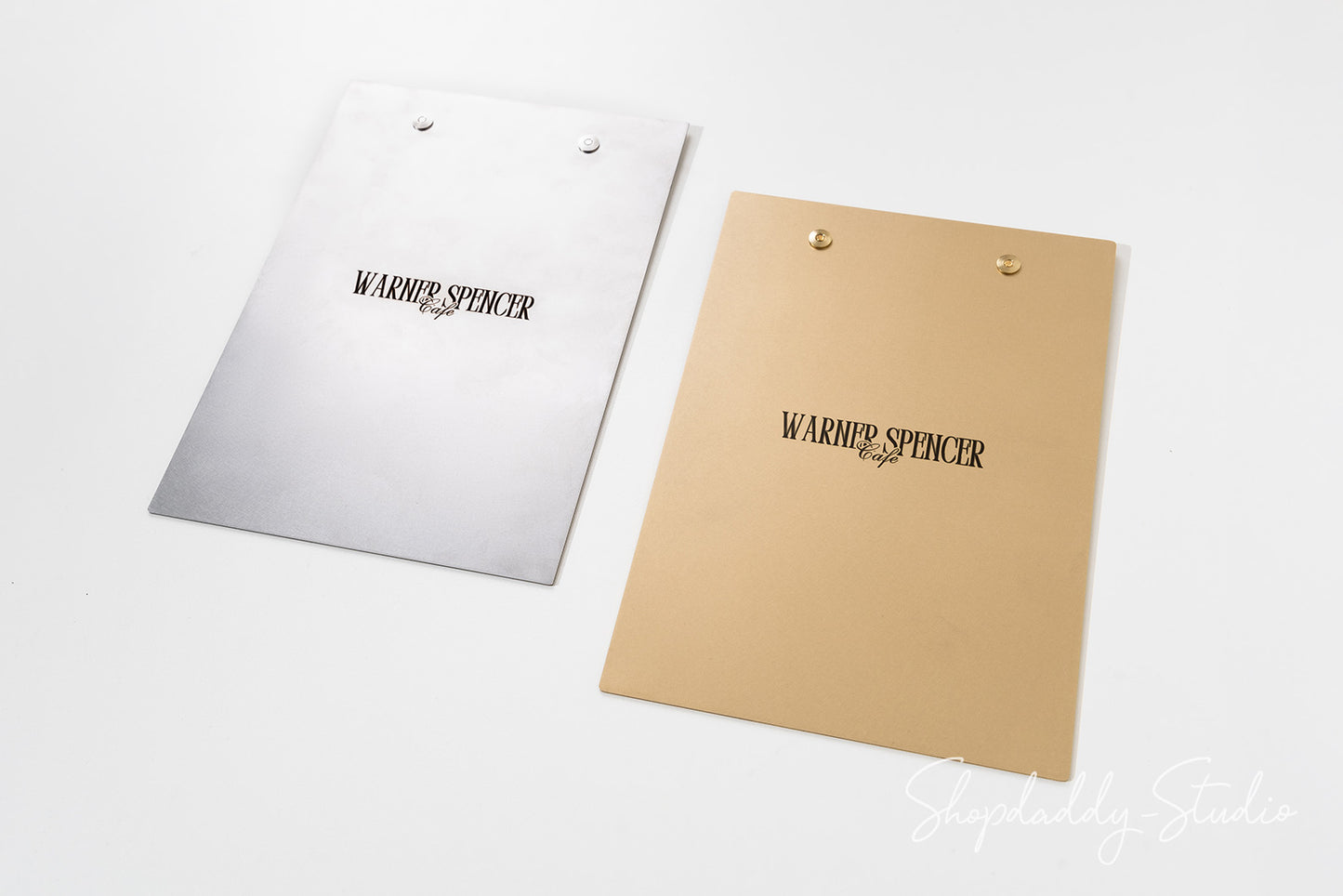 Stainless Steel Menu Holder with engraved logo