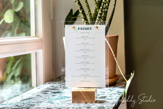 Stylish Acrylic Table Top Display with wood Base