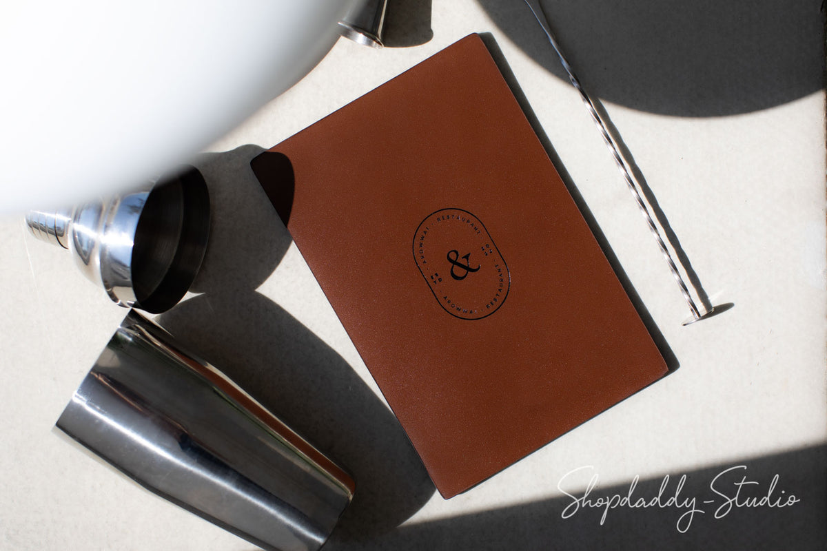 Cafe Brown Double Leather Holder with Corners
