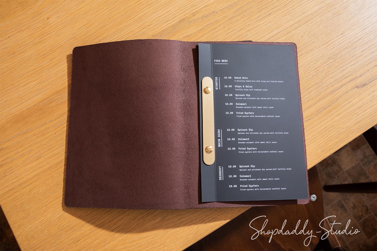 A5 Burgundy Leather-Look PVC Menu Cover/Folder With Pockets – For 2 Or 3 Pages Only