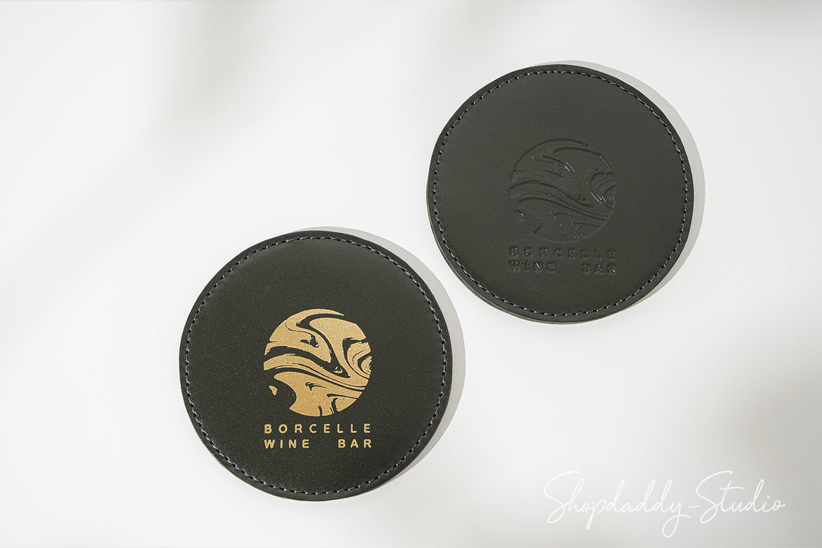 Stylish Double Leather Coasters with Stitching (5 pcs) for restaurant