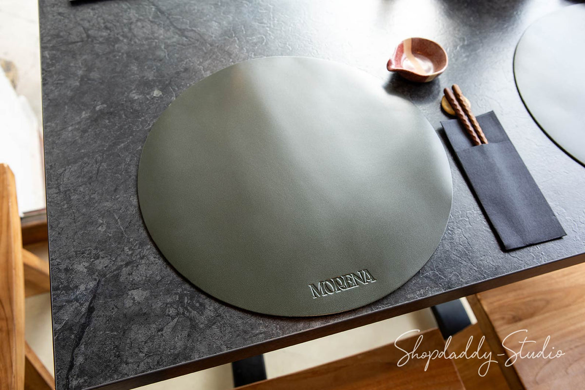 Stylish Green Leather Round Placemat for restaurant