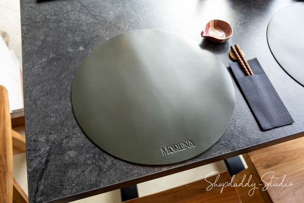 Stylish Green Leather Round Placemat for restaurant