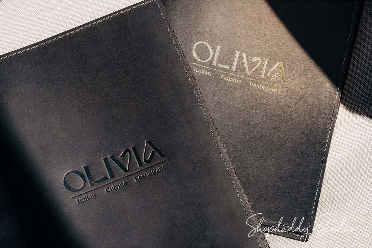 Stylish Leather Menu Cover With Plastic Sleeves for cafe