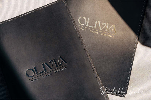 Stylish Leather Menu Cover With Plastic Sleeves for cafe