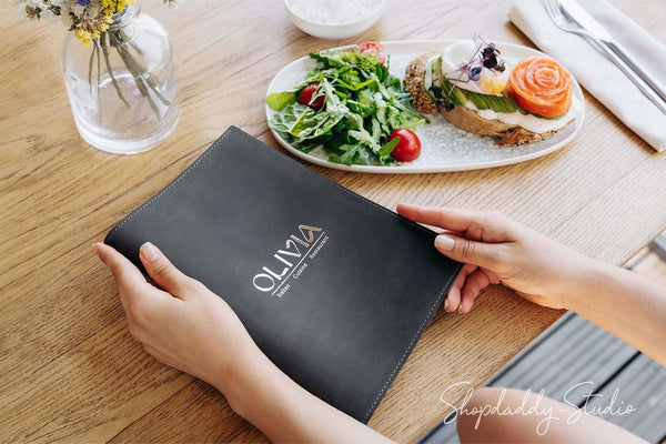Stylish Leather Menu Cover With Plastic Sleeves for pub