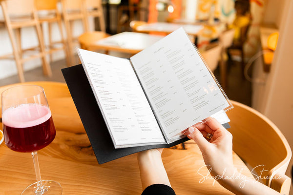 Stylish Thick Leather Menu Cover With Logo