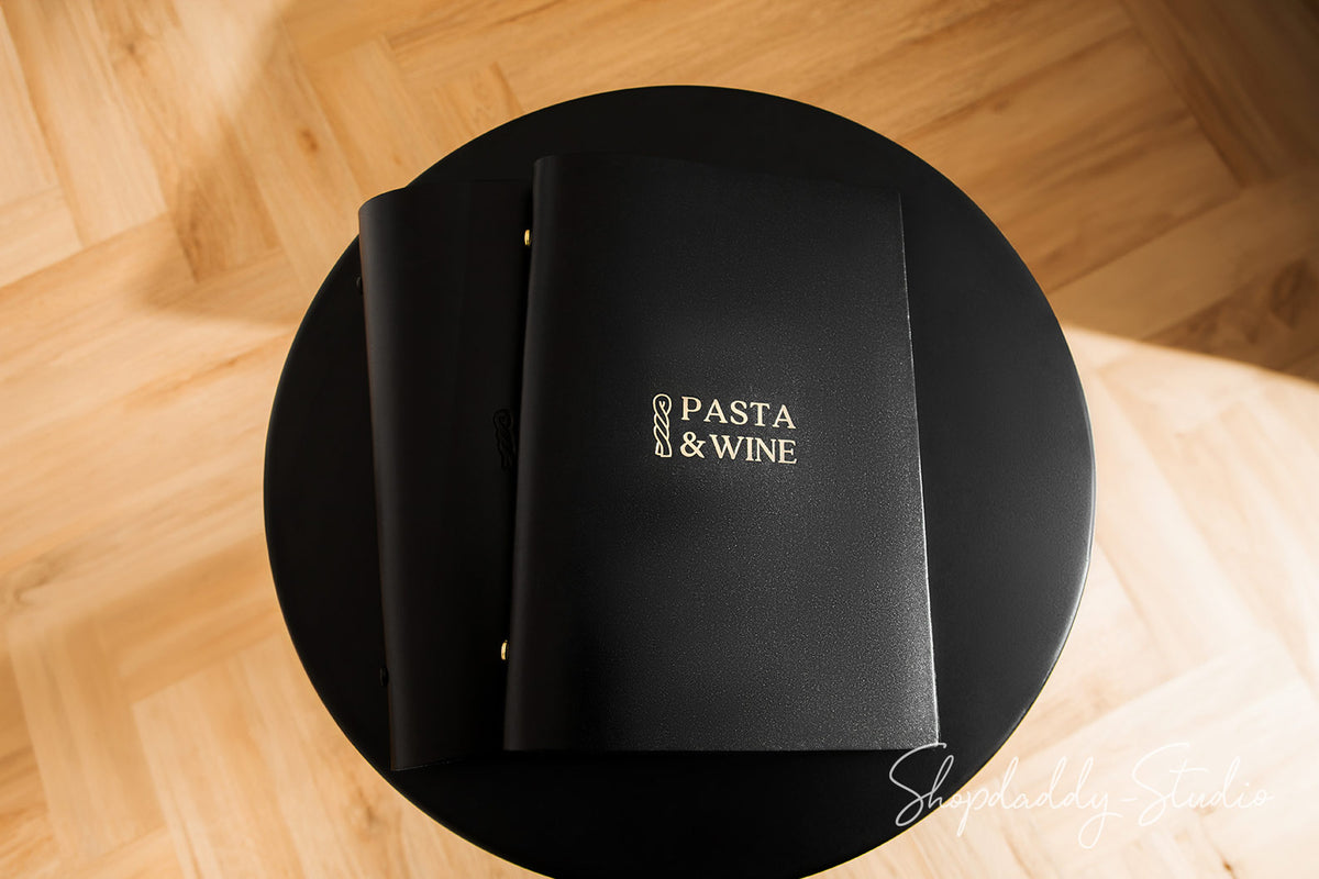 Stylish Thick Leather Menu Cover With Plastic Sleeves