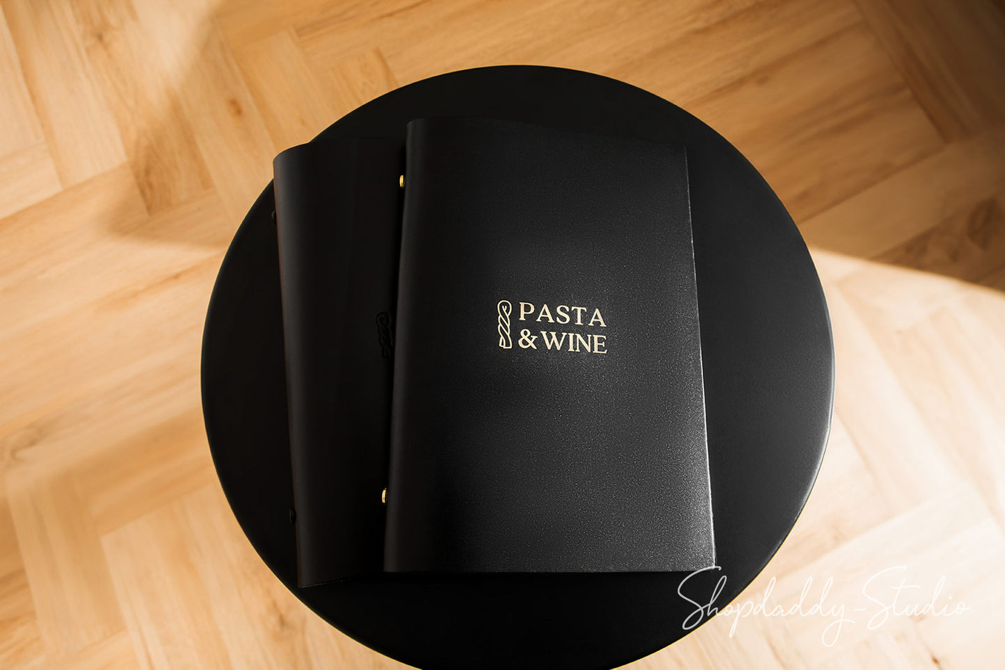 Stylish Thick Leather Menu Cover With Plastic Sleeves