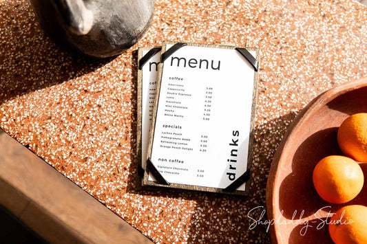Stylish Wooden Menu Holder with logo