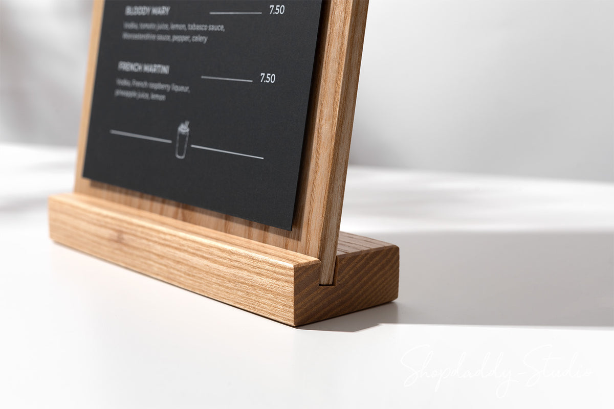 Table Number Tents Wooden Angled Table Stand with Magnets