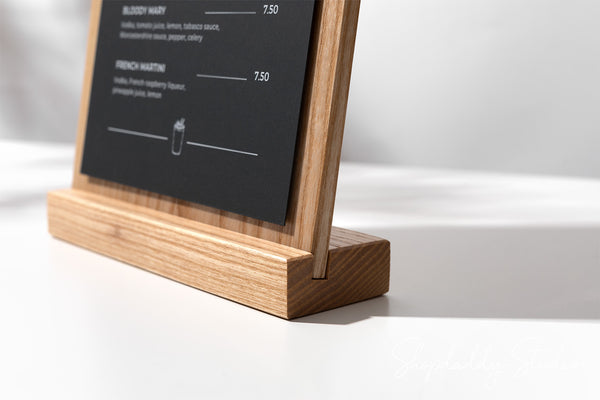 Table Number Tents Wooden Angled Table Stand with Magnets