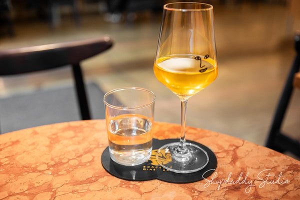 Two Glass Coaster Set on Wooden Holder for bar