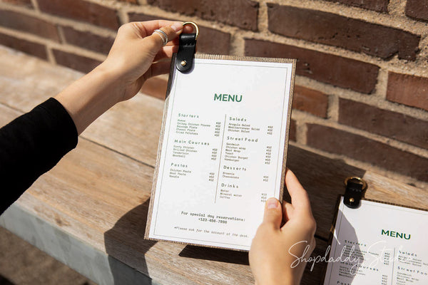 Walnut Ashwood Menu Board With Leather Strap & Metal Ring