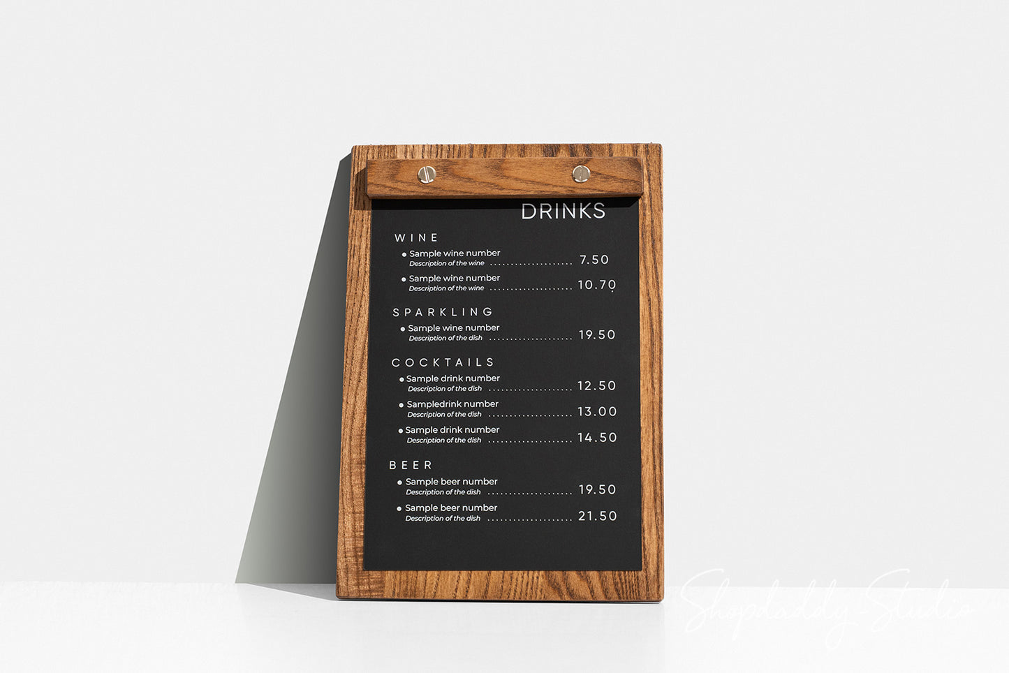 Walnut Wooden Menu Board for Hospitality