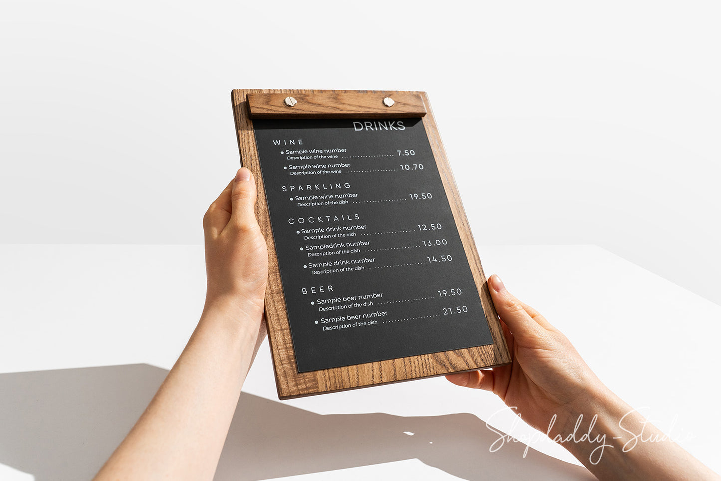 Walnut Wooden Menu Board with Custom Logo