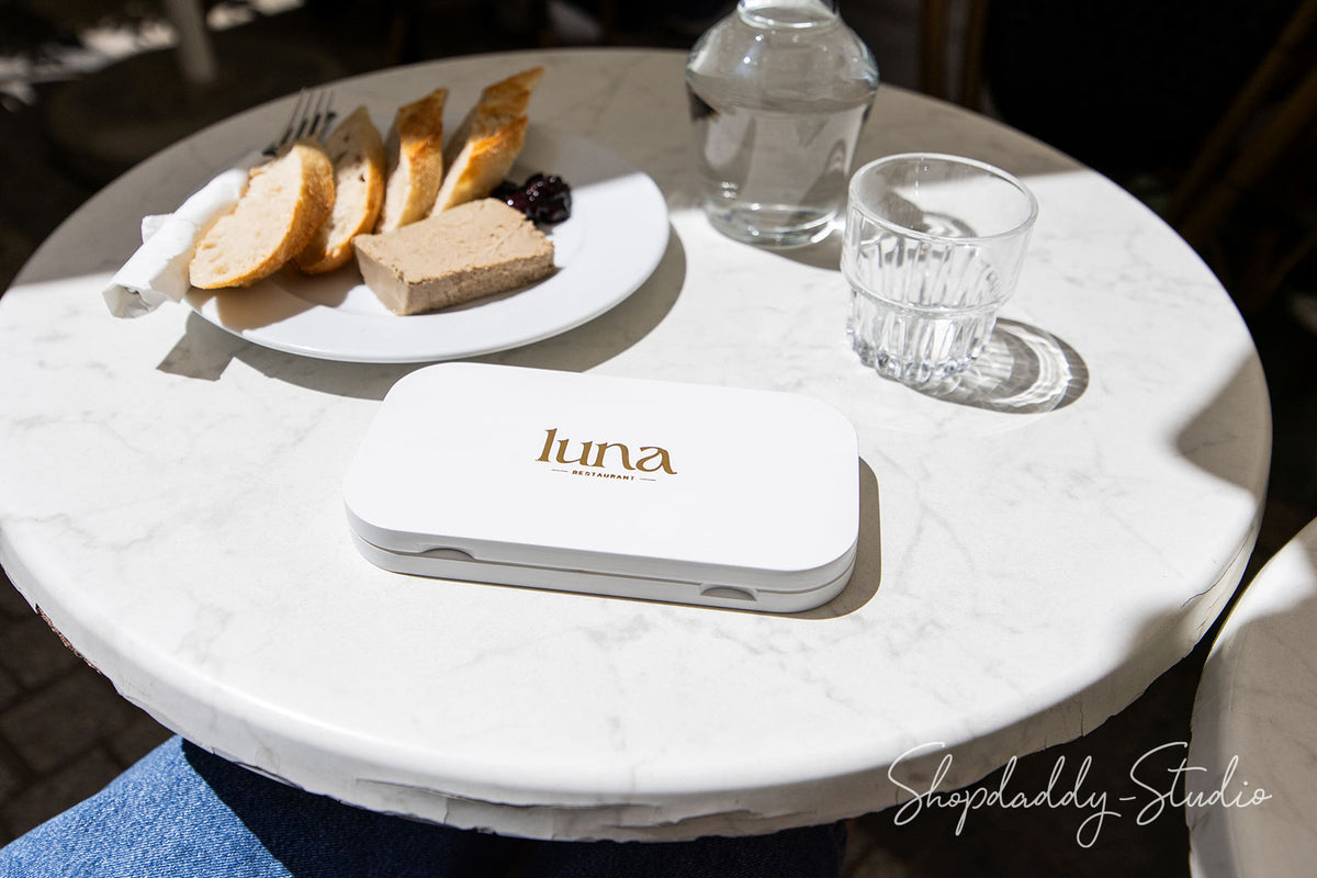 White Oval Wood Check Box With Magnets for restaurant 